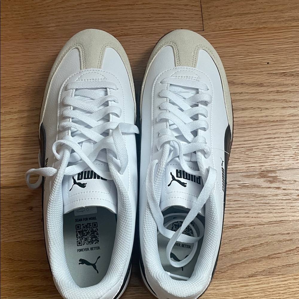 Puma White Black Gum-Accent Low-Profile Sneakers - Picture 2 of 11